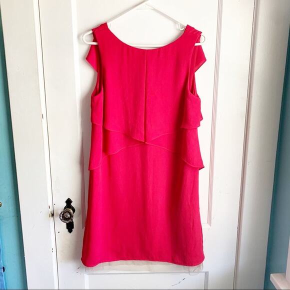 BCBGMAXAZRIA Runway Cardine Drape Chiffon V-Neck Dress Style Red Size Small S - Picture 5 of 14